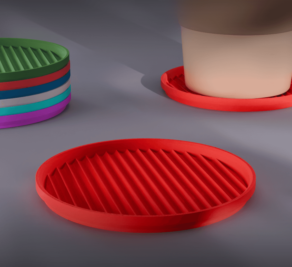 Stackable Scalloped Reverse Circle Coaster Set 3D Print STL File | 3 Sizes 3d model
