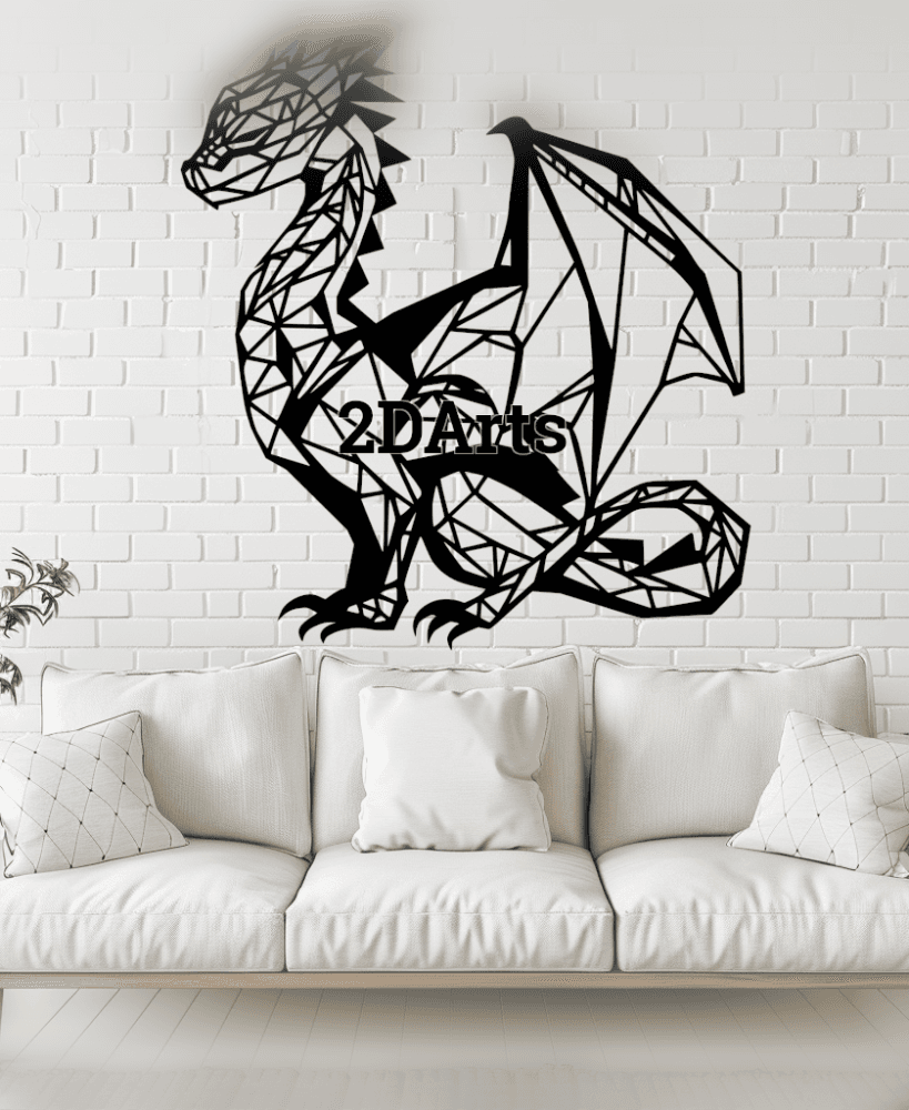 Low Poly Dragon 2D Wall Art/Window Art - Digital STL & SVG File for 3D Printing or Laser Cutting 3d model