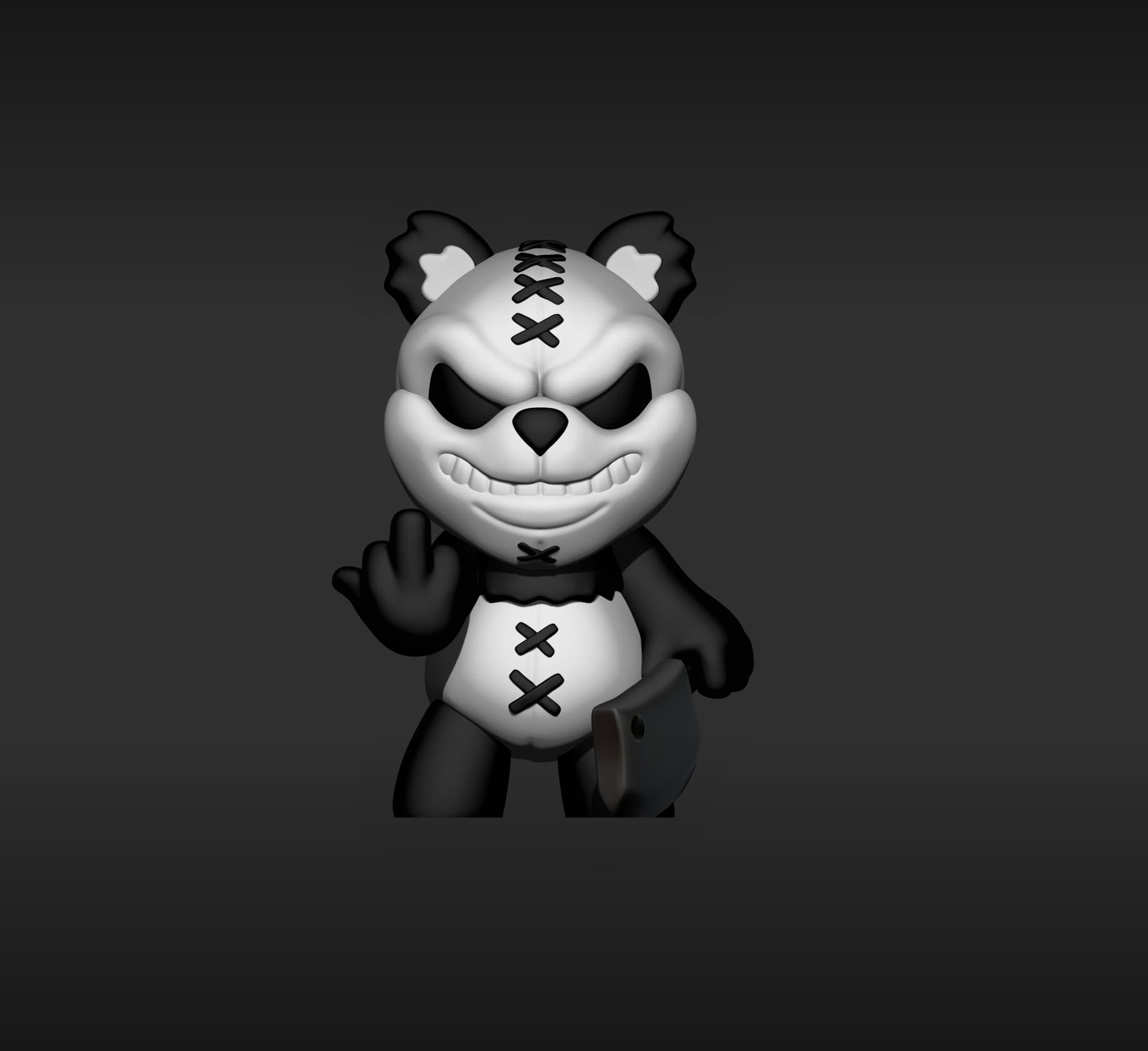Angry Panda Designer Toy 3d model