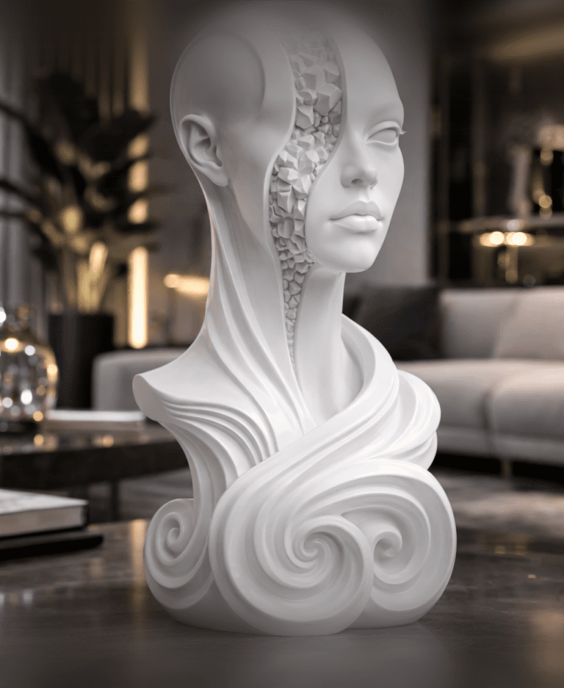 Fractured Alien Muse Bust STL – Futuristic Sci-Fi Sculpture for 3D Printing 3d model