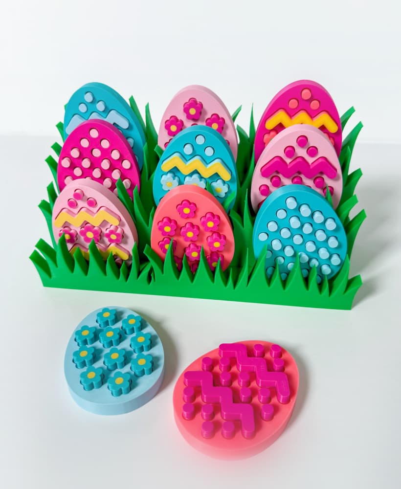 Easter Egg Fidget (2 Styles) plus Grass Display Stand 3d model