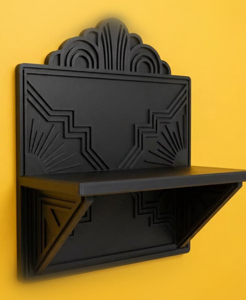 Art Deco Wall Shelf – 3D Printable Modern Display Shelf and Home Organizer 3d model