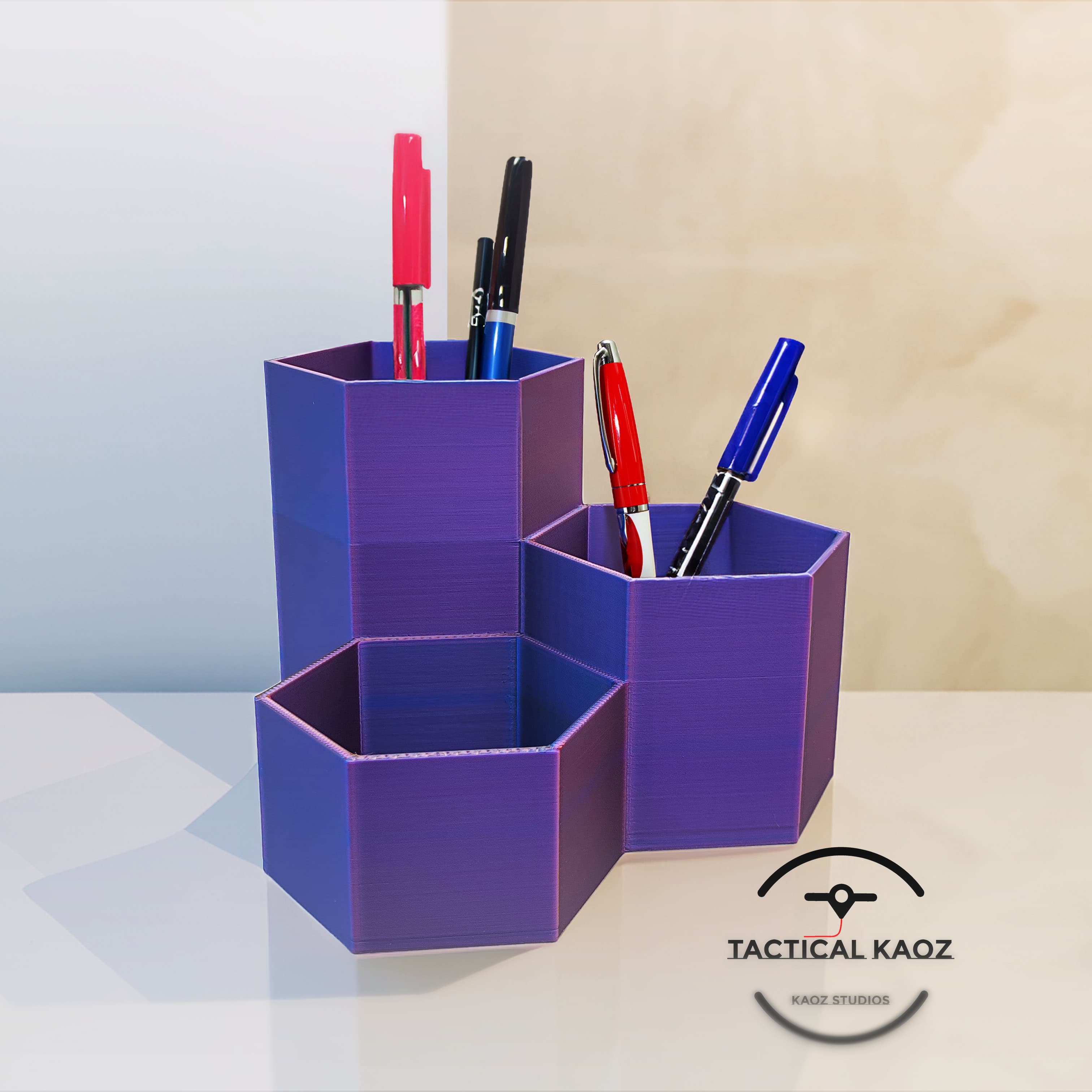 Hexagonal Pen Holder Trio 3d model
