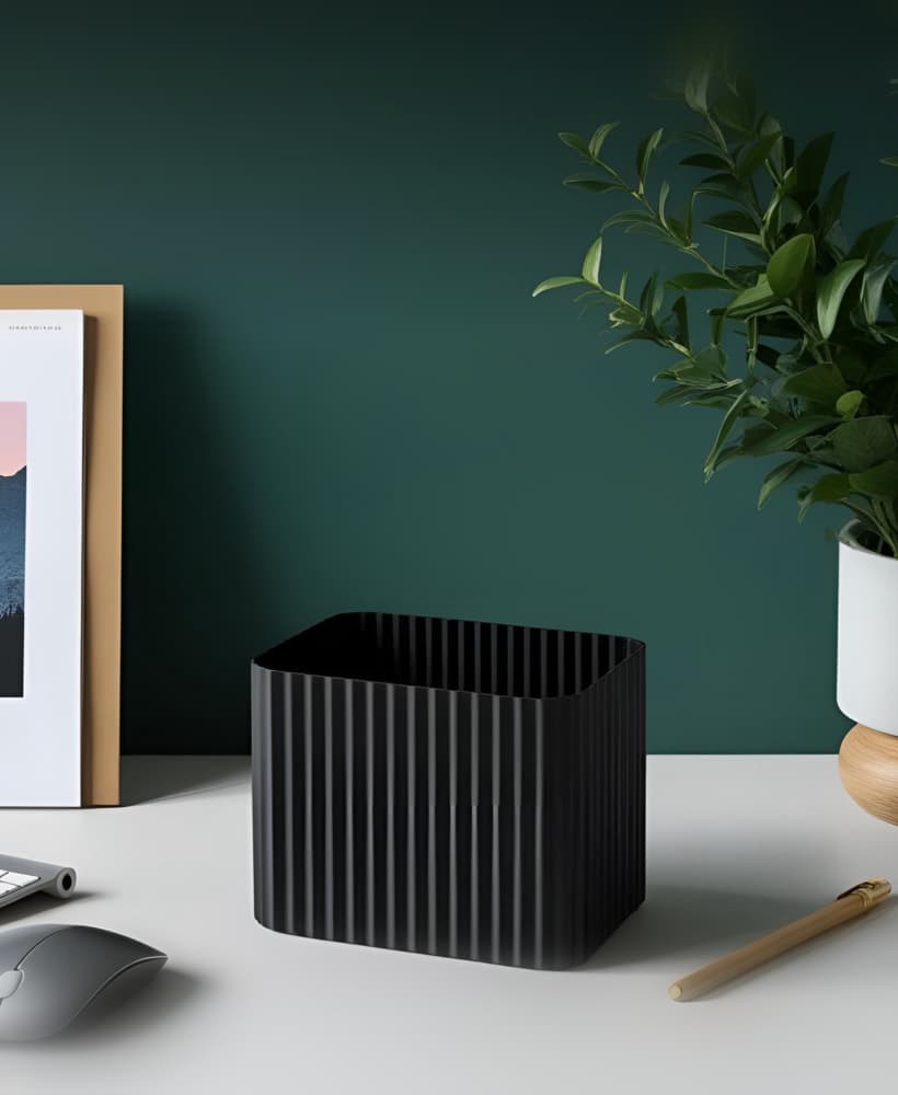 Modern Slim Ribbed Pencil Holder, Office Organizer 3d model