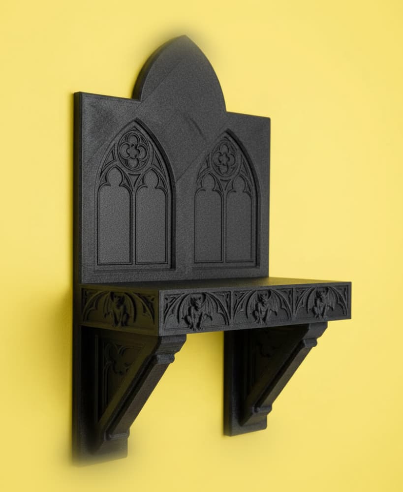 Gothic Cathedral Wall Shelf – 3D Printable Dark Display Shelf and Fantasy Decor 3d model