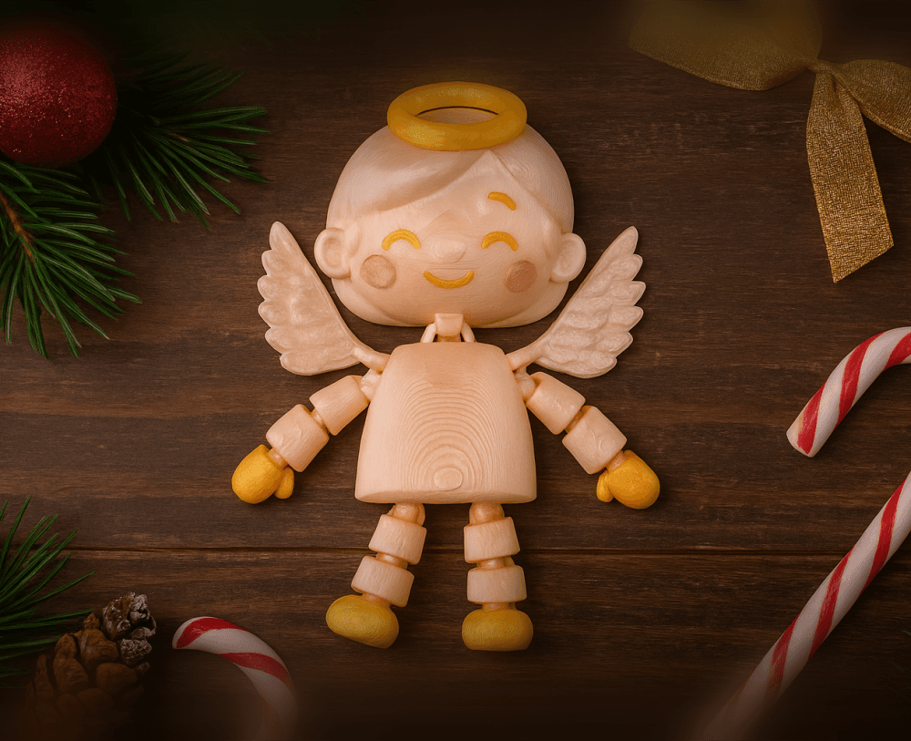 Articulated Angel Flexi Toy – Cute Christmas Decor 3d model