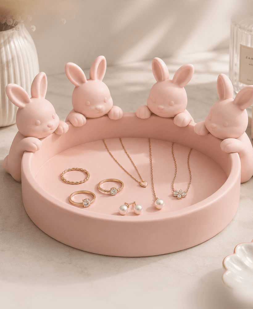 Free Bunny Jewelry Tray STL – Cute Rabbit Ring Holder & Coquette Trinket Dish 3D Print 3d model