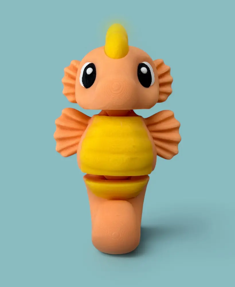 Kawaii (Cute) Seahorse Flexi + Keychain 3d model