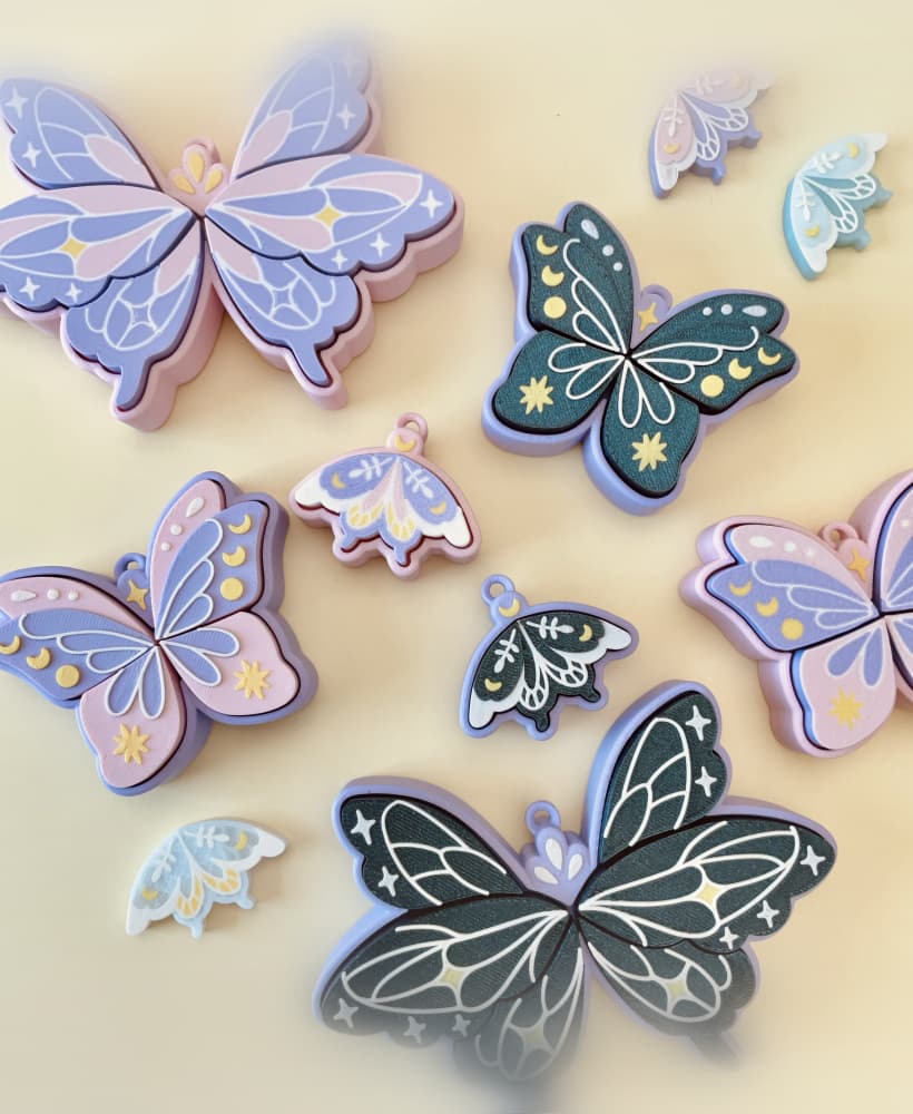 Pixie Wings Multi and Single Clicker Keychain Fidget Toy Bundle 3d model