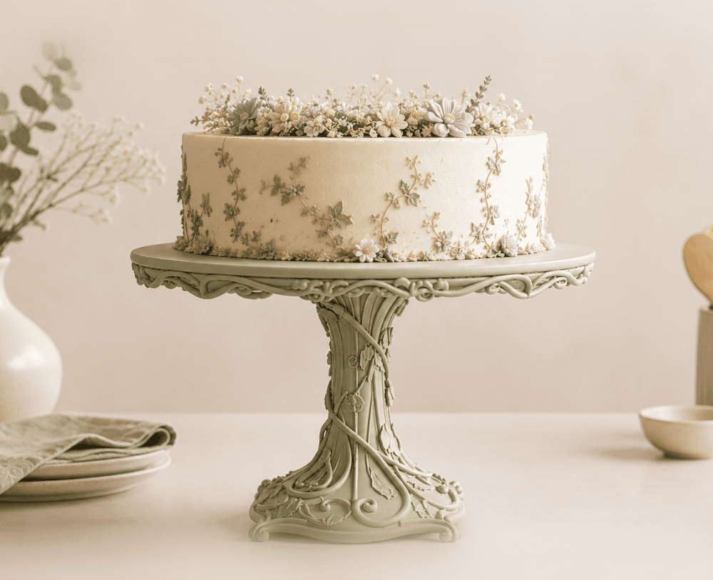Enchanted Forest Cake Stand STL | Woodland Dessert Pedestal | Fairy Garden Cake Display | Magical Pa 3d model