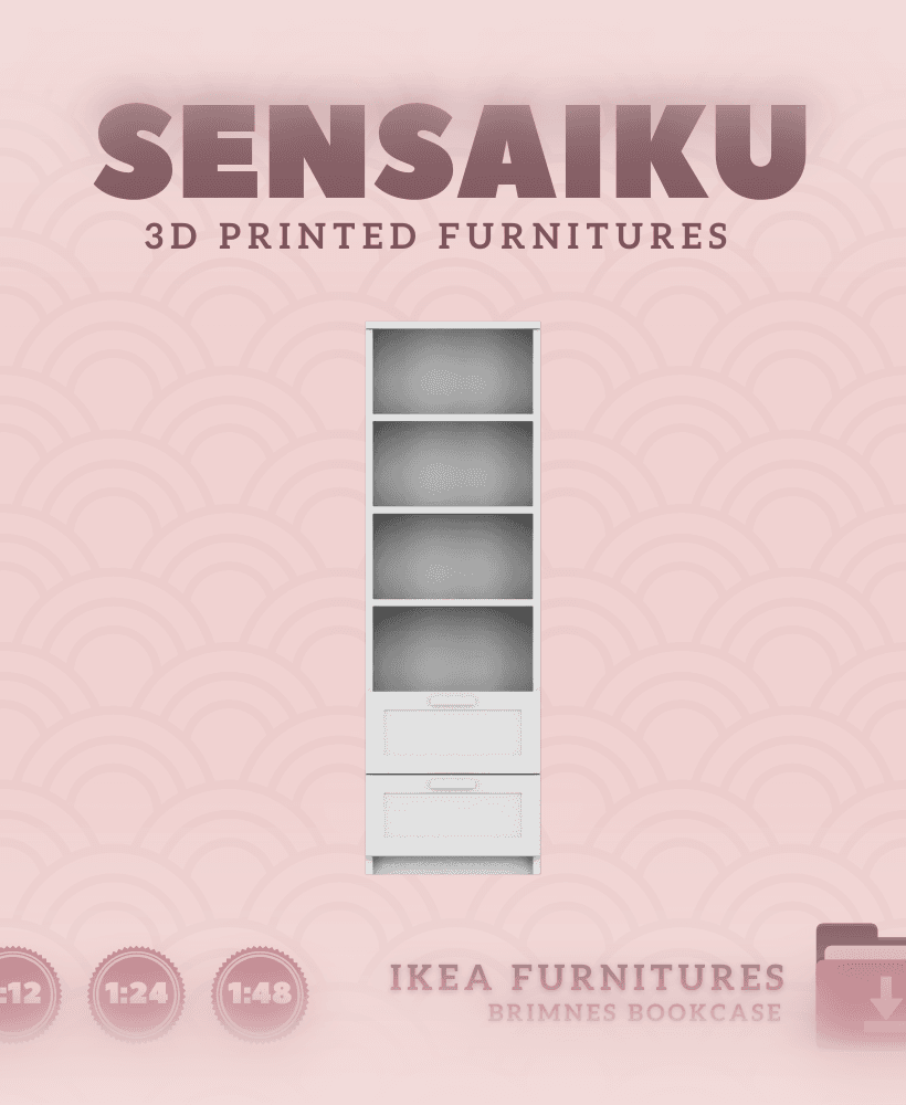 Miniature Replica 01. BRIMNES Bookcase for Miniature Dollhouse IKEA 3D Print (1:12,24,48) 3d model