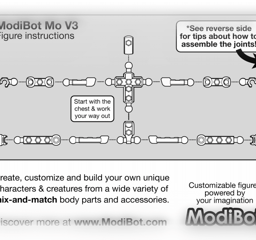 ModiBot Mo Classic 5" Figure Frame (with Hex holes) 3d model