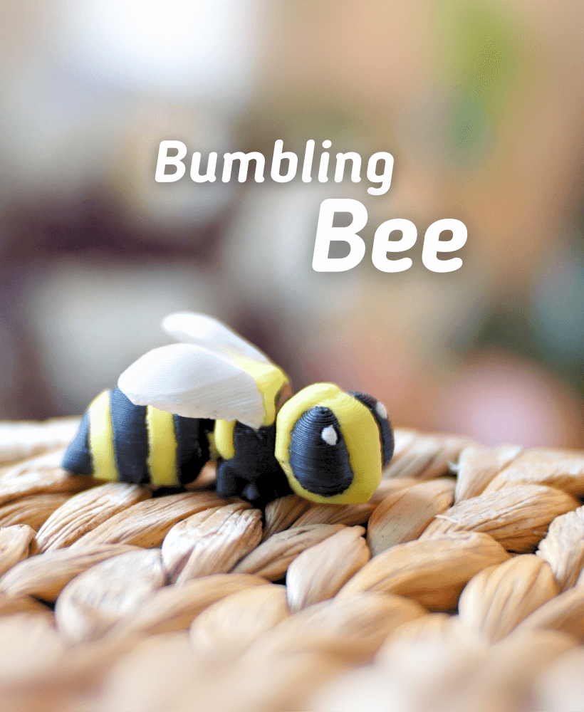 Bumbling Bee Articulated Fidget Bee - Keychain - Ludo 3D Printed Flexi 3d model
