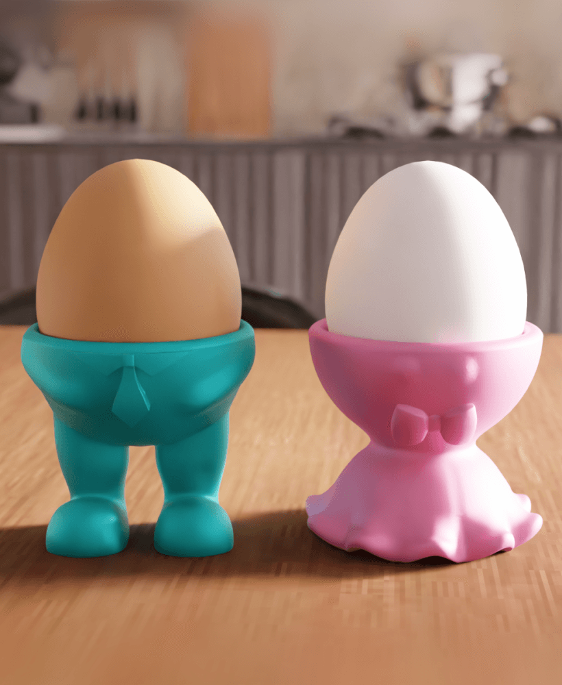 Cute Couple Anthropomorphic Egg Cup Holder Stand 3d model