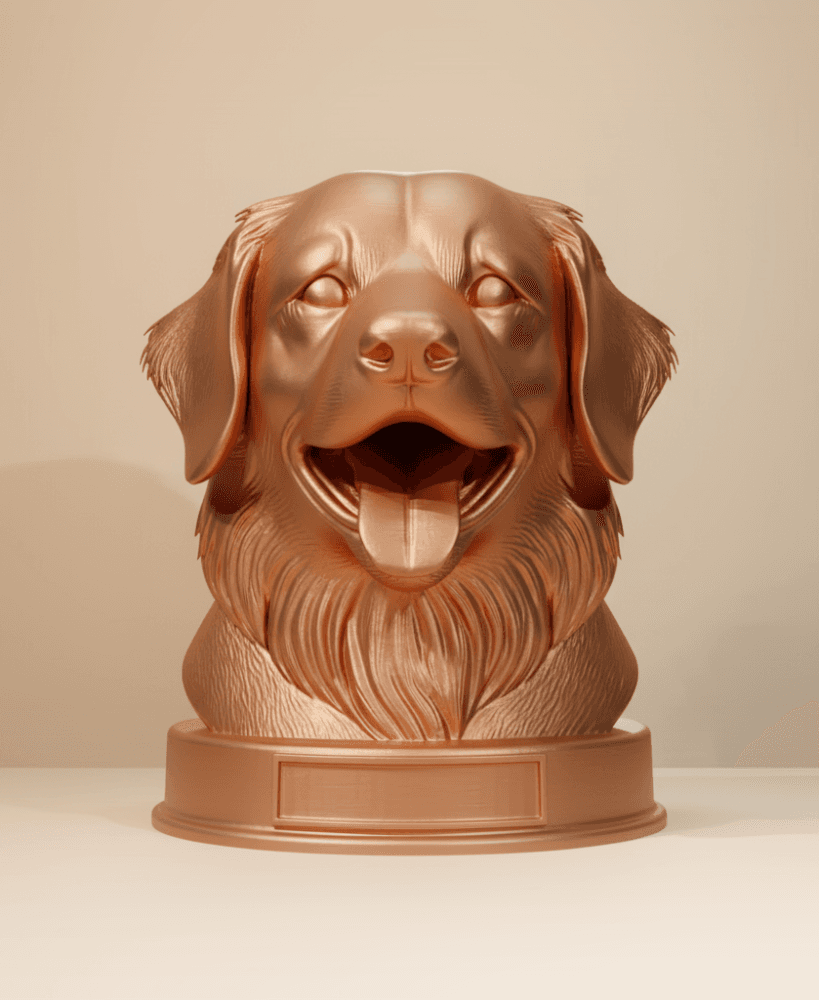 Nova Scotia Duck Tolling Retriever Dog Bust with Nameplate - 3D Printable Dog Lover Gift 3d model