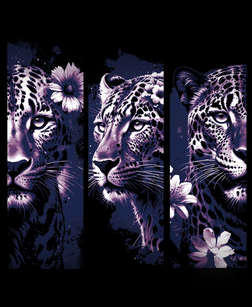 Beauty in combination - Jaguar and flowers set of bookmarks 3d model