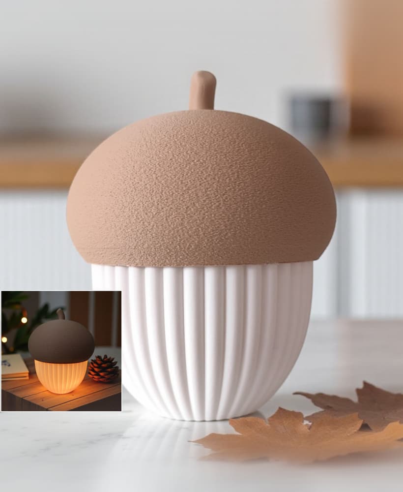 Ribbed acorn container (LED tealight compatible) 3d model