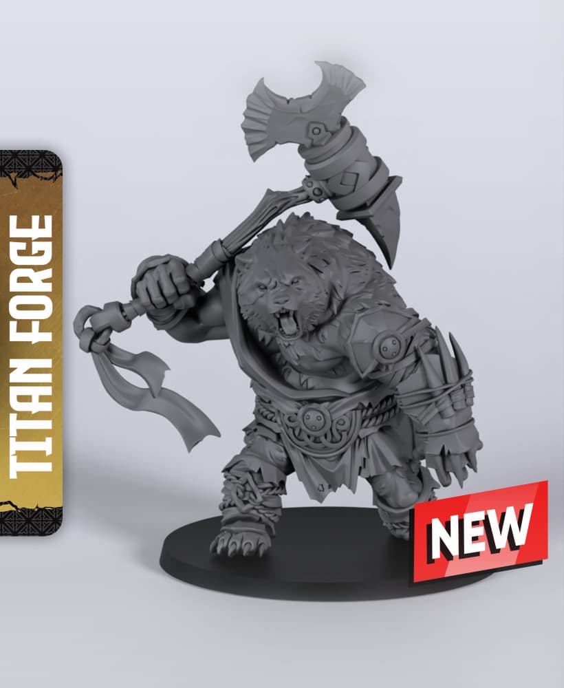 Bear Male Barbarian - With Free Dragon Warhammer - 5e DnD Inspired for RPG and Wargamers 3d model