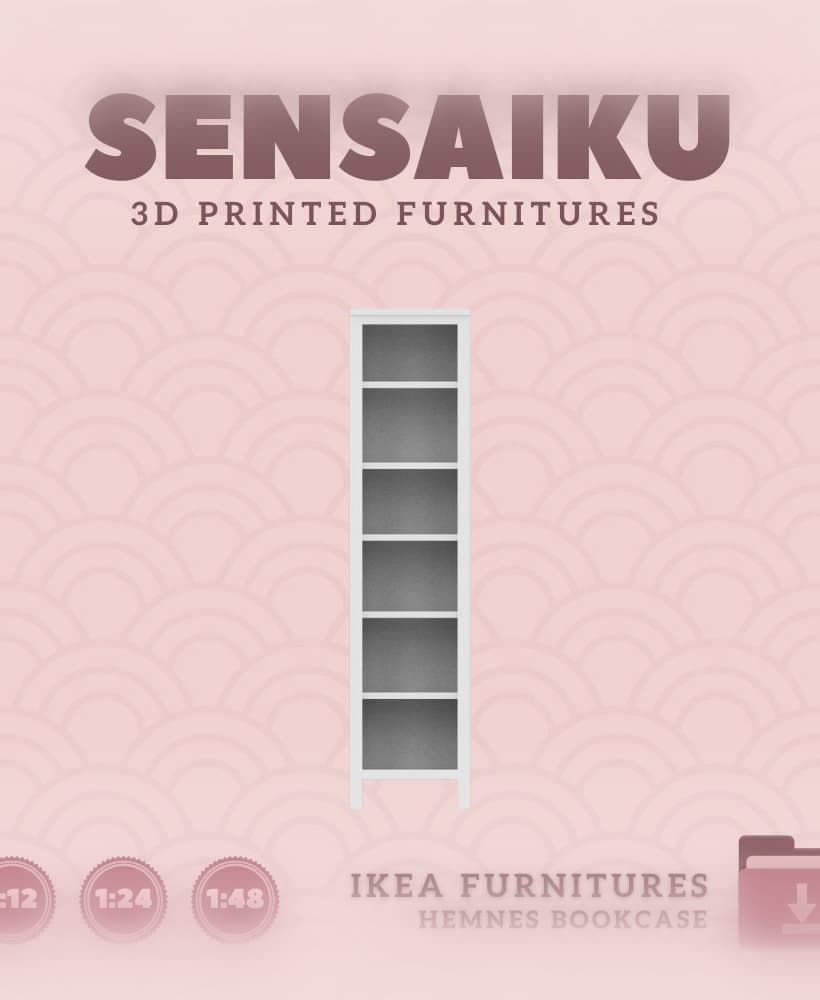 Miniature Replica HEMNES Bookcase for Dollhouse - IKEA (1:12,24,48) 3d model
