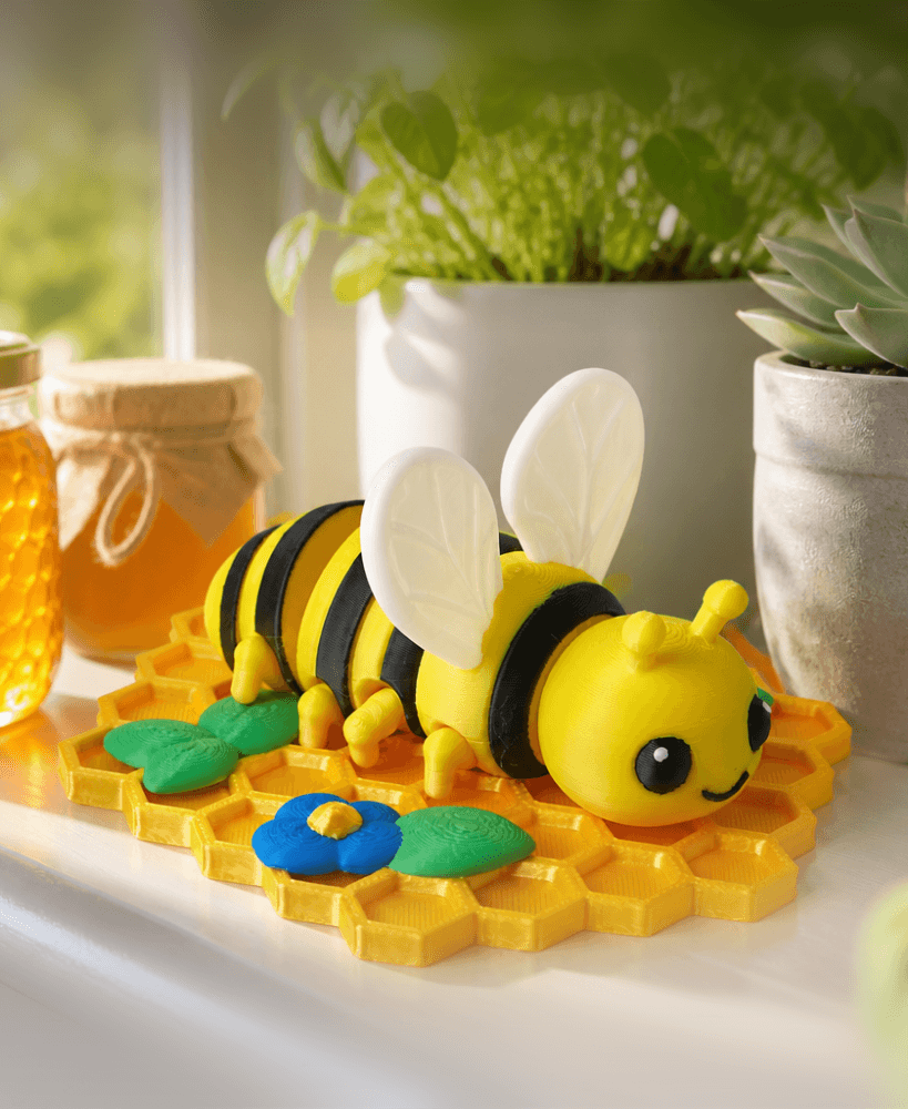 Honeycomb Bee Flexi Toy - Articulated Collectible 3d model
