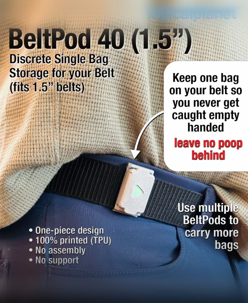 BeltPod 40 - Poop Bag Holder for Your Belt - Single Piece TPU - No Assembly 3d model