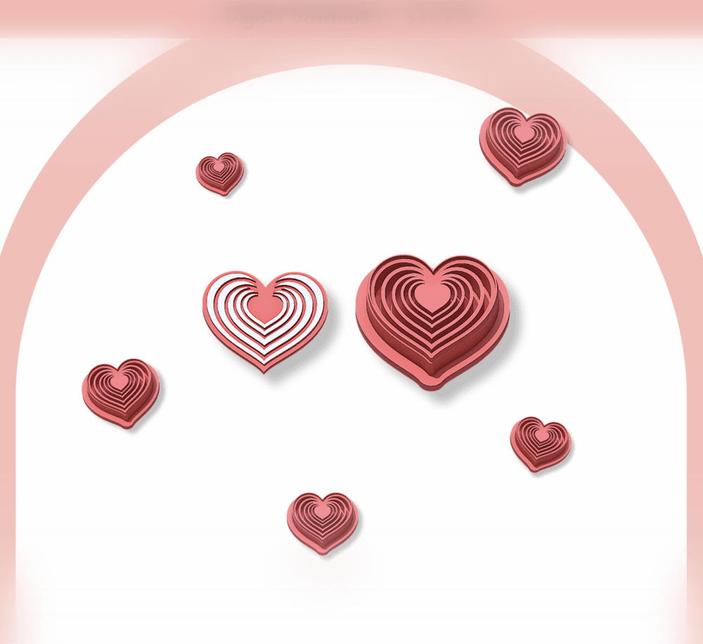 Love Heart Clay Cutter for Polymer Clay | Digital STL File | Clay Tools | 5 Sizes Clay Cutters 3d model