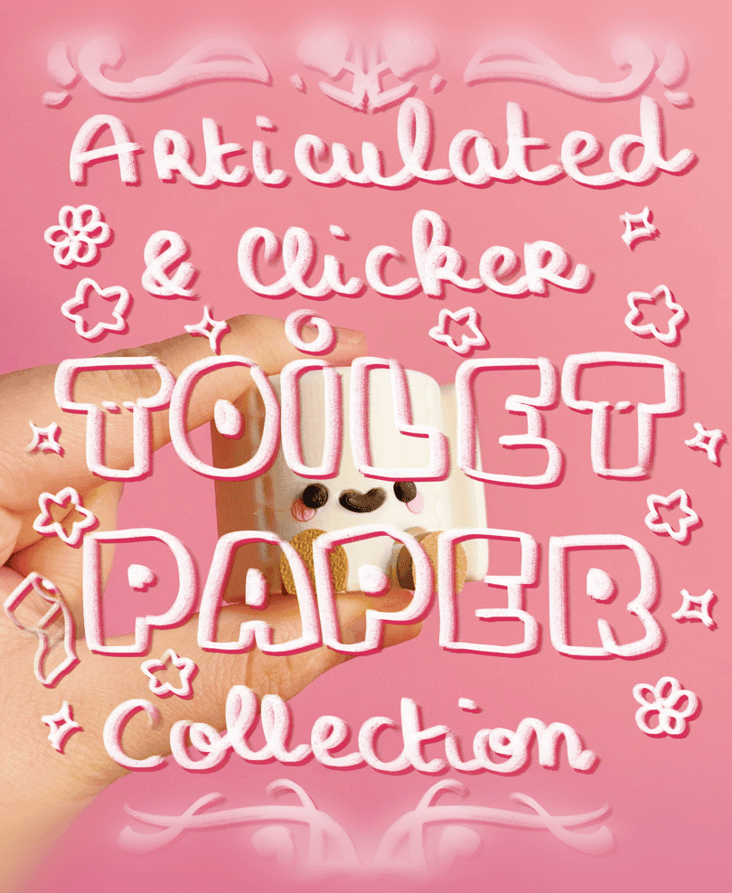 Cute Articulated & Clicker Toilet Paper | No AMS | Print-in-place | Support-free 3d model