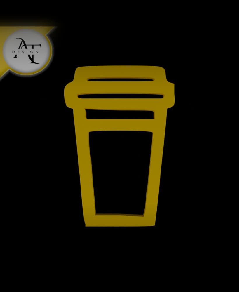 Simple Coffee Cup Symbol - 2D Art 3d model