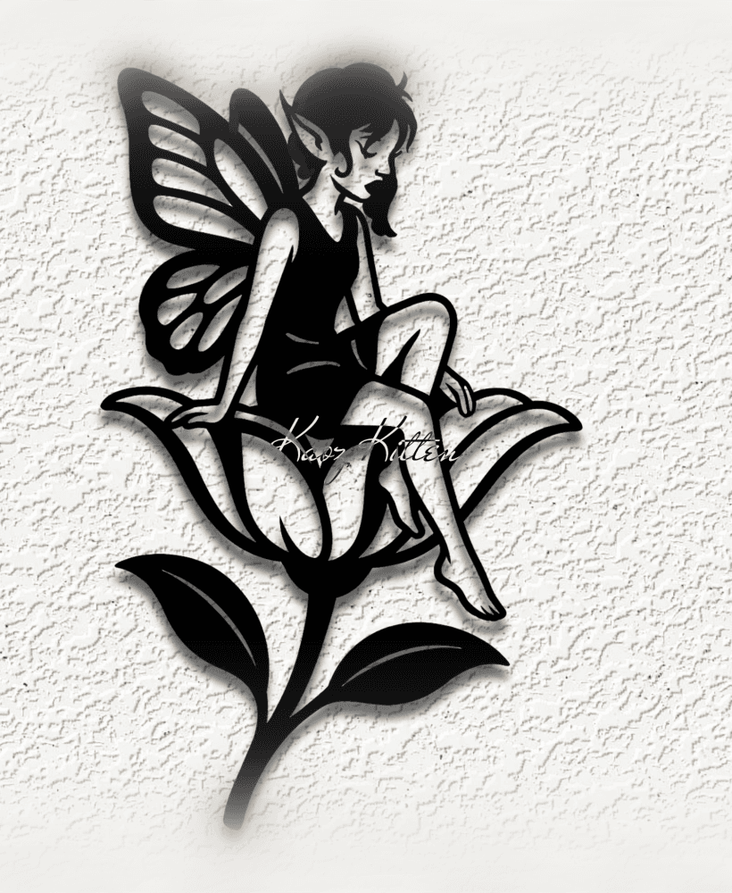 fairy pixie on flower wall art home decor fairie sprite 3d model