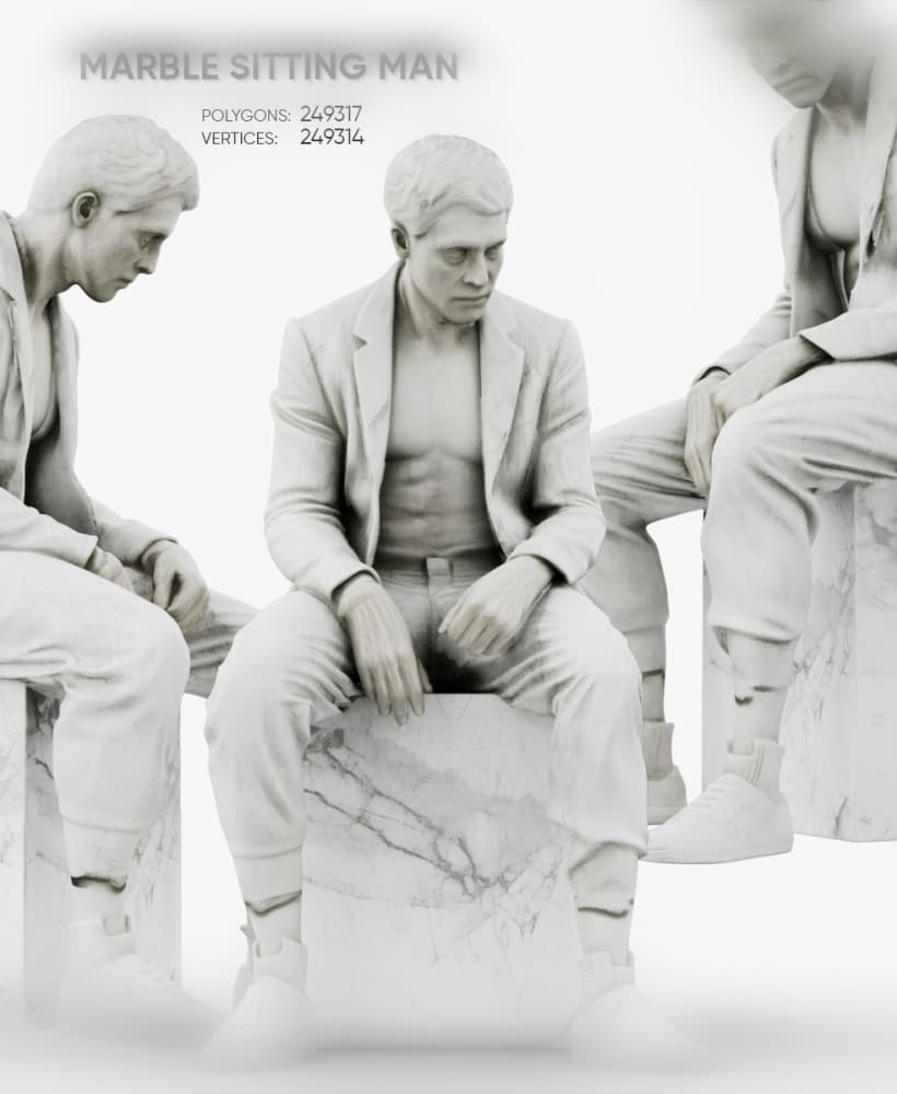 Marble sculpture Sitting Man 3d model