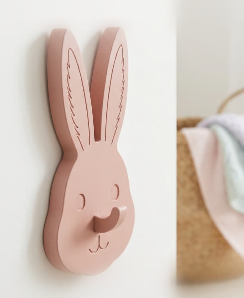 Cute Bunny Head Wall Hook - Nursery Coat Hanger STL 3d model