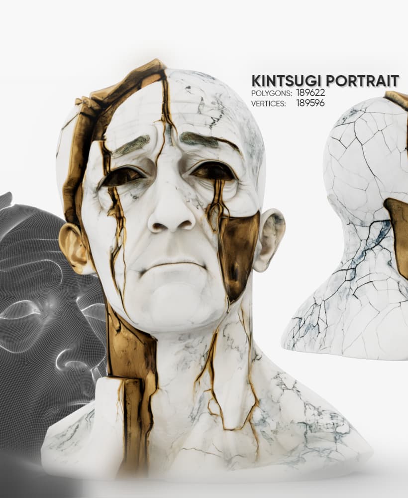 Kintsugi Portrait 3d model