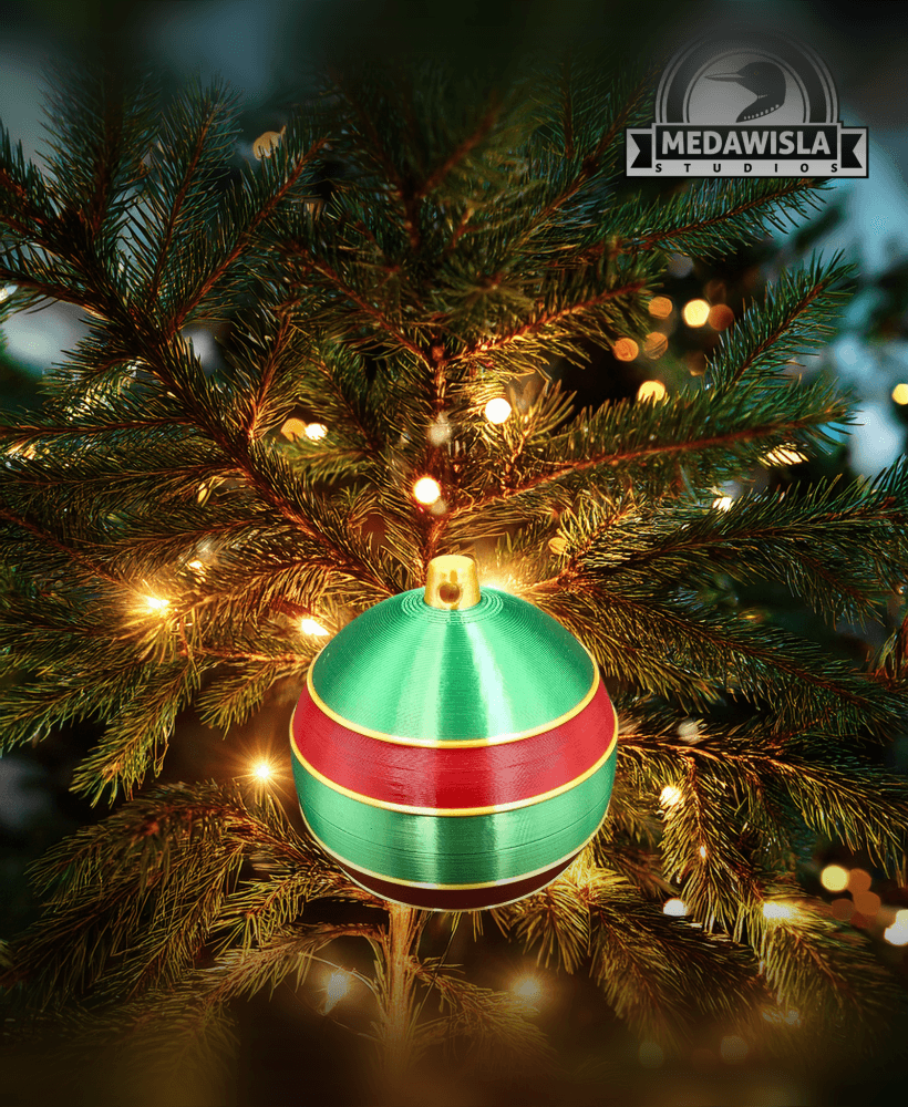 3D Printable Christmas Ornament with 2 Stripes and accent stripes 3d model