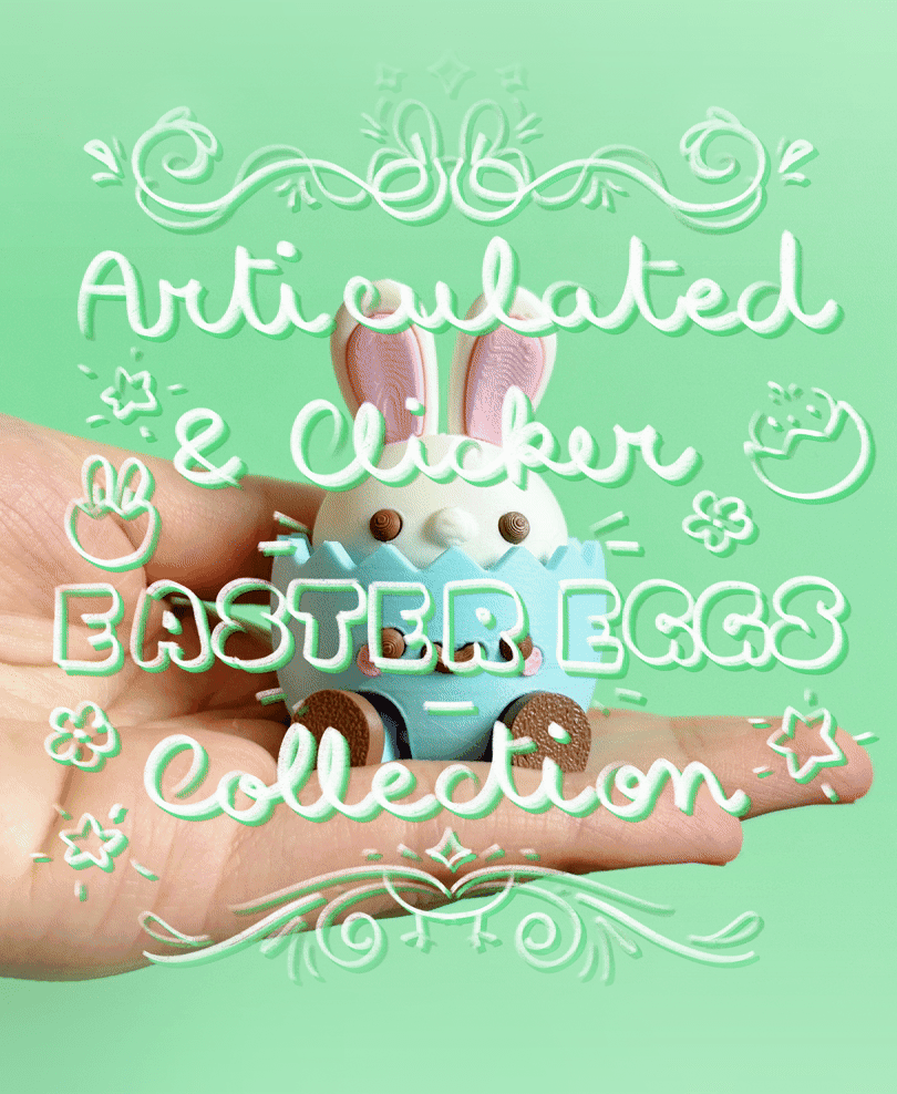 Cute Articulated & Clicker Easter Egg | No AMS | Print-in-place | Support-free 3d model