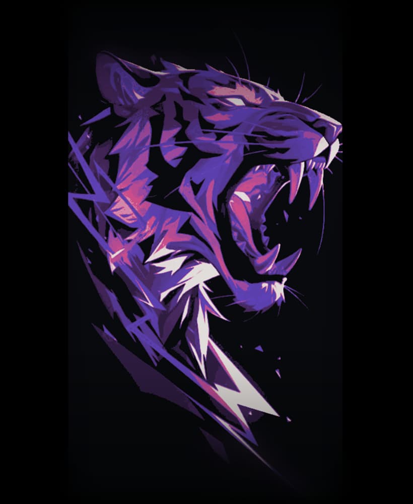 Flash Color Vector Art design of a Roaring Tiger - Hueforge art 3d model