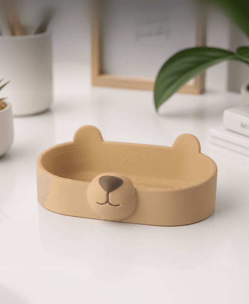 Bear Face Tray - Cute Animal Storage Dish 3d model