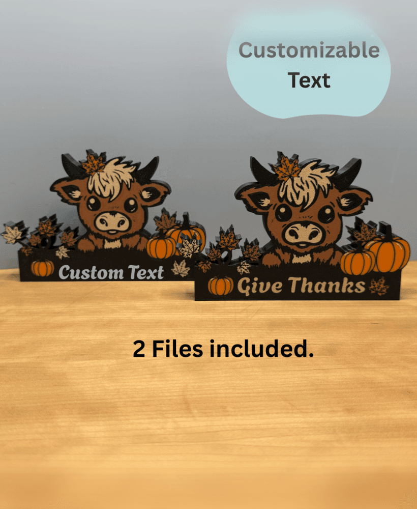 Fall Highland cow shelf Decor Thanksgiving Home Decor 2 Files Included Customizable 3d model