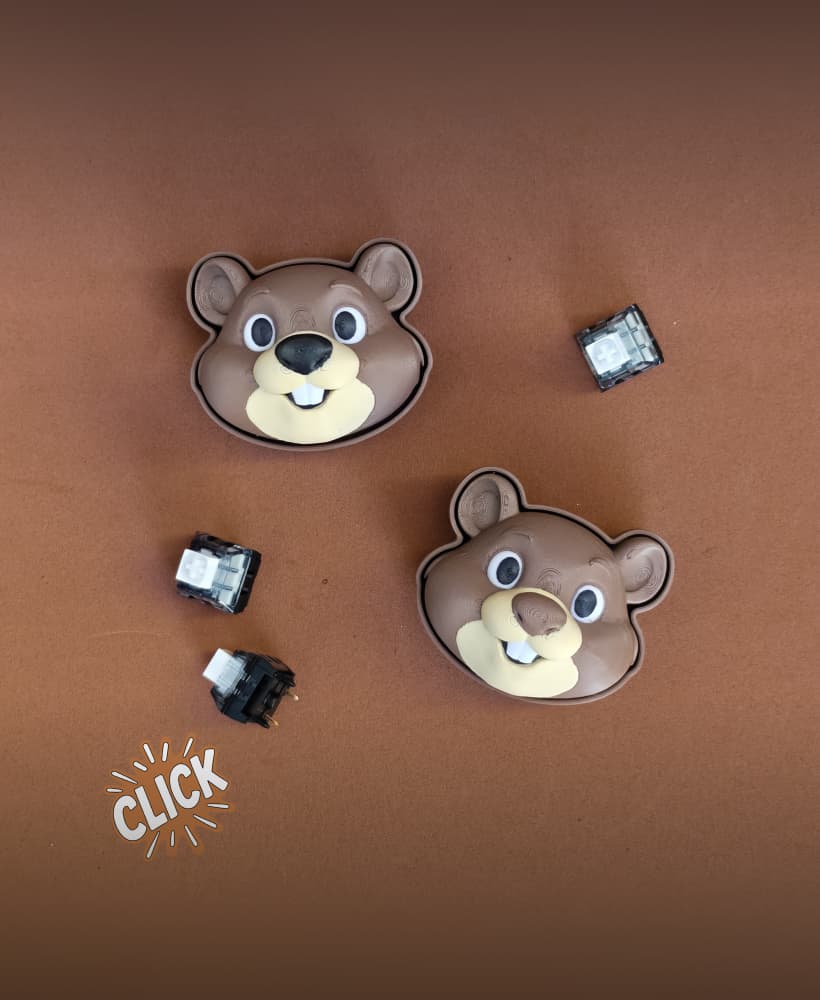 Beaver Fidget Clicker Keychain, Cute Animal Click Toy 3d model