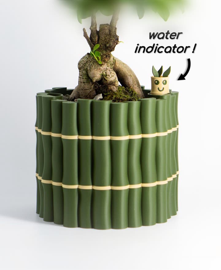 Self-Watering Plant Pot With Bamboo Buddy! | Planter STL & 3MF to 3D print 3d model