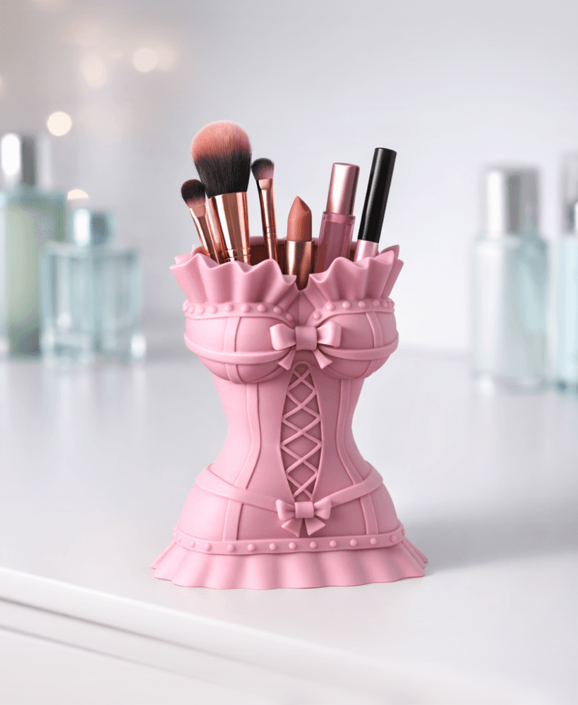 Corset Makeup Organizer | Bow Dress Brush Holder 3d model