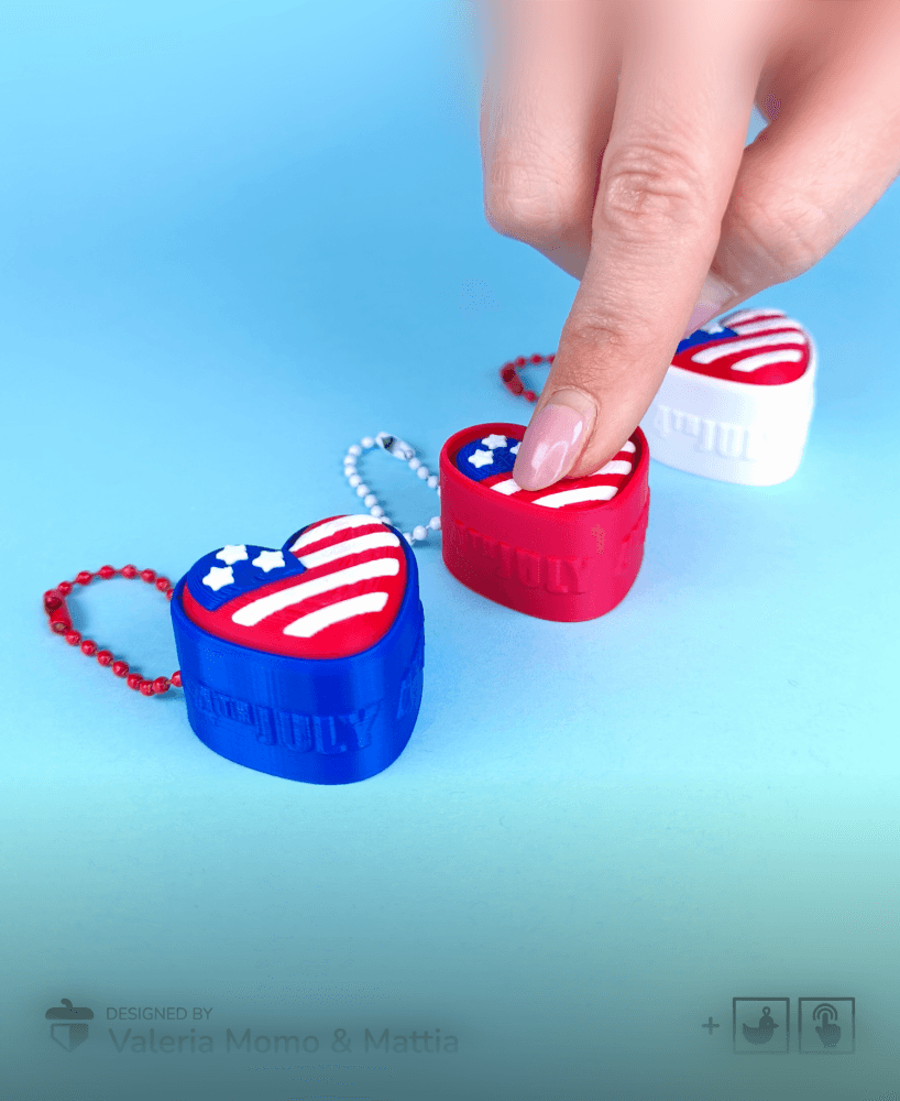 USA Heart Clicker Keychain – 4th of July Edition 3d model