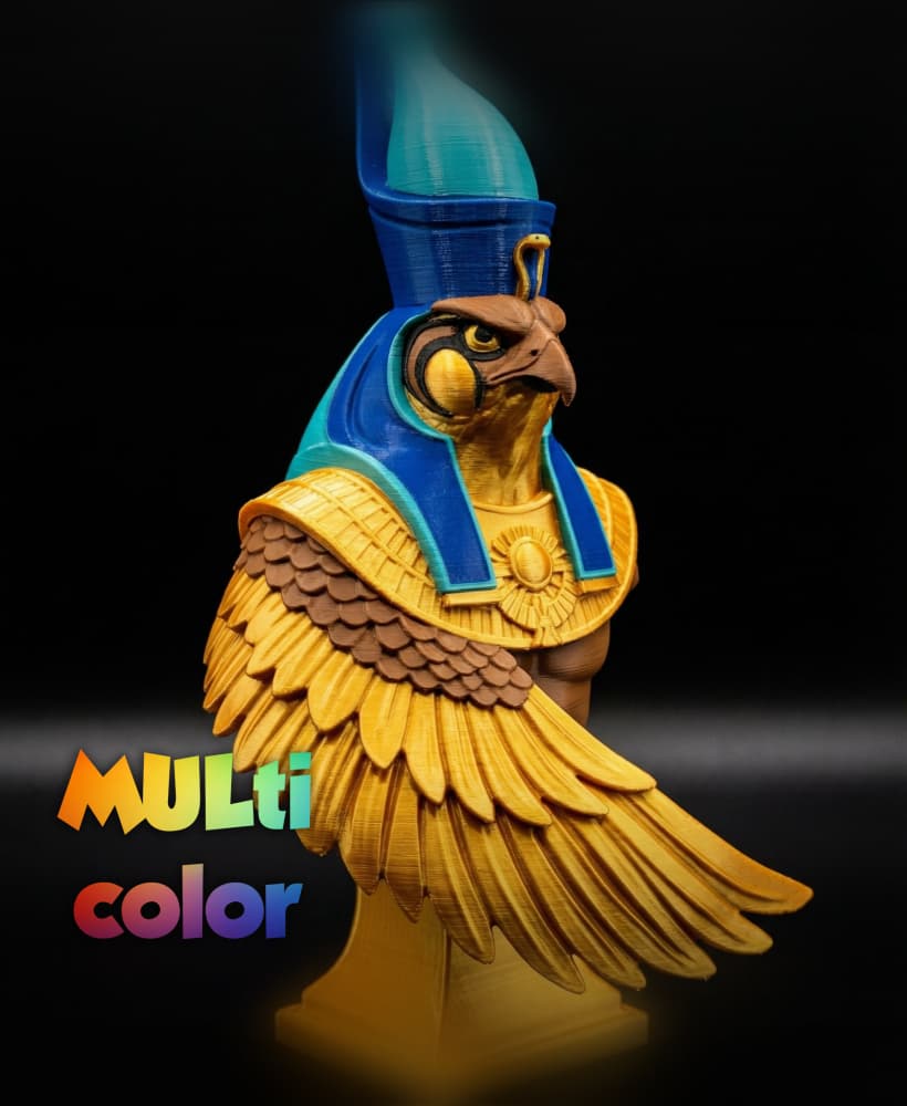 Egyptian Falcon God Bust Multi-Color 3MF | History | Bambu Ready 3d model