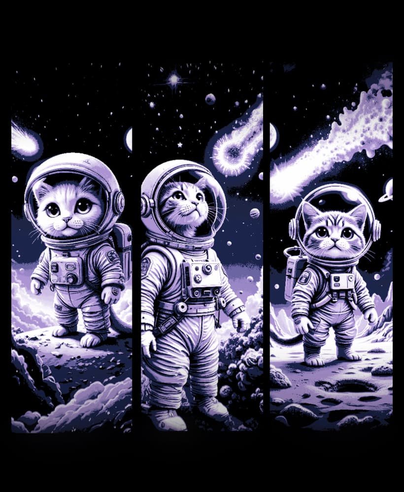 Cats in Space - Cute set of feline bookmarks 3d model