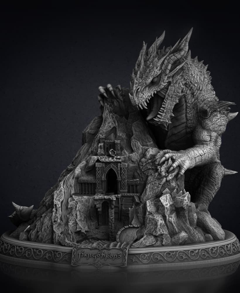 Glaurung Diorama (Pre-Supported) 3d model