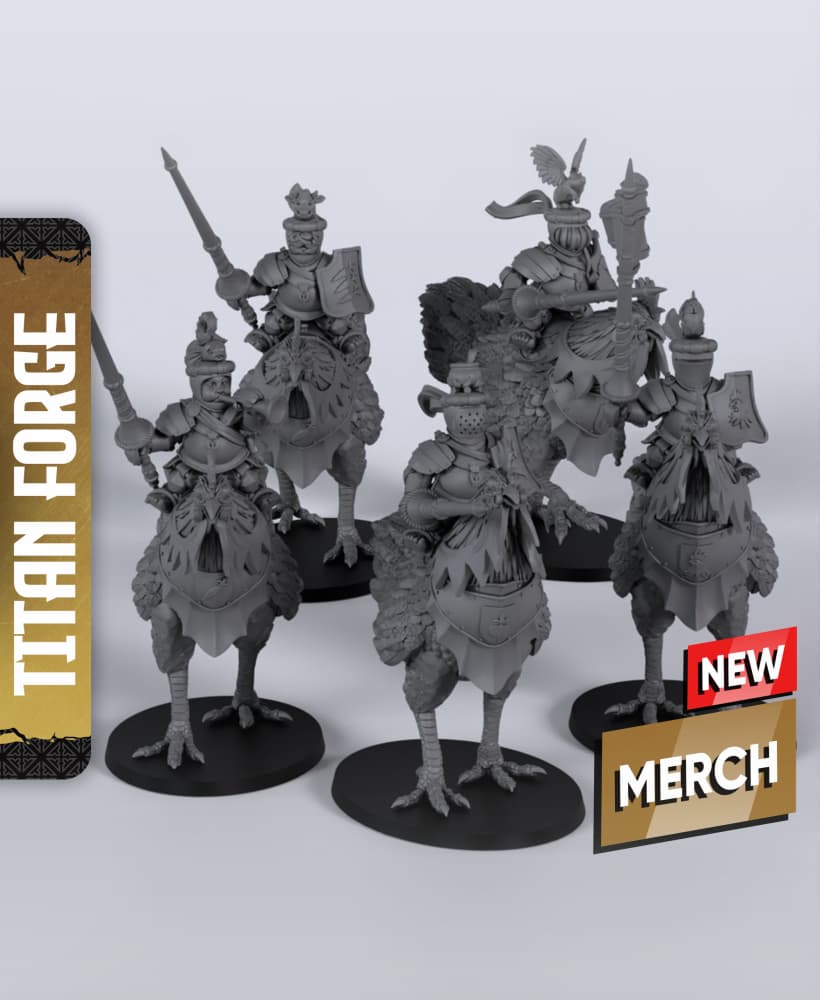 Halfling Chicken Riders - With Free Dragon Warhammer - 5e DnD Inspired for RPG and Wargamers 3d model