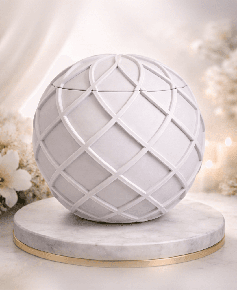 ORBIS – Spherical Urn | 3D Print STL | Decorative Memorial Urn with Ornamental Structure 3d model