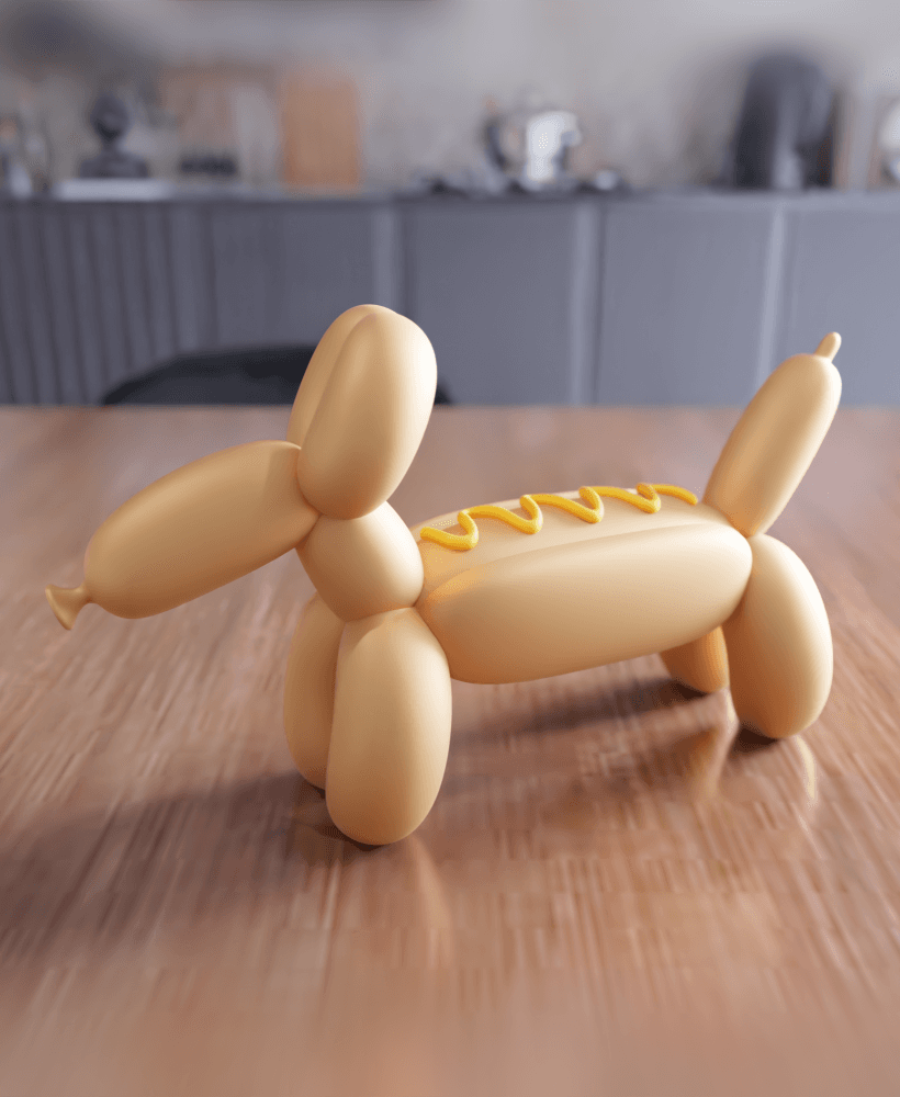 Balloon Dog Sausage Figure - Pop Art Decor Toy 3d model