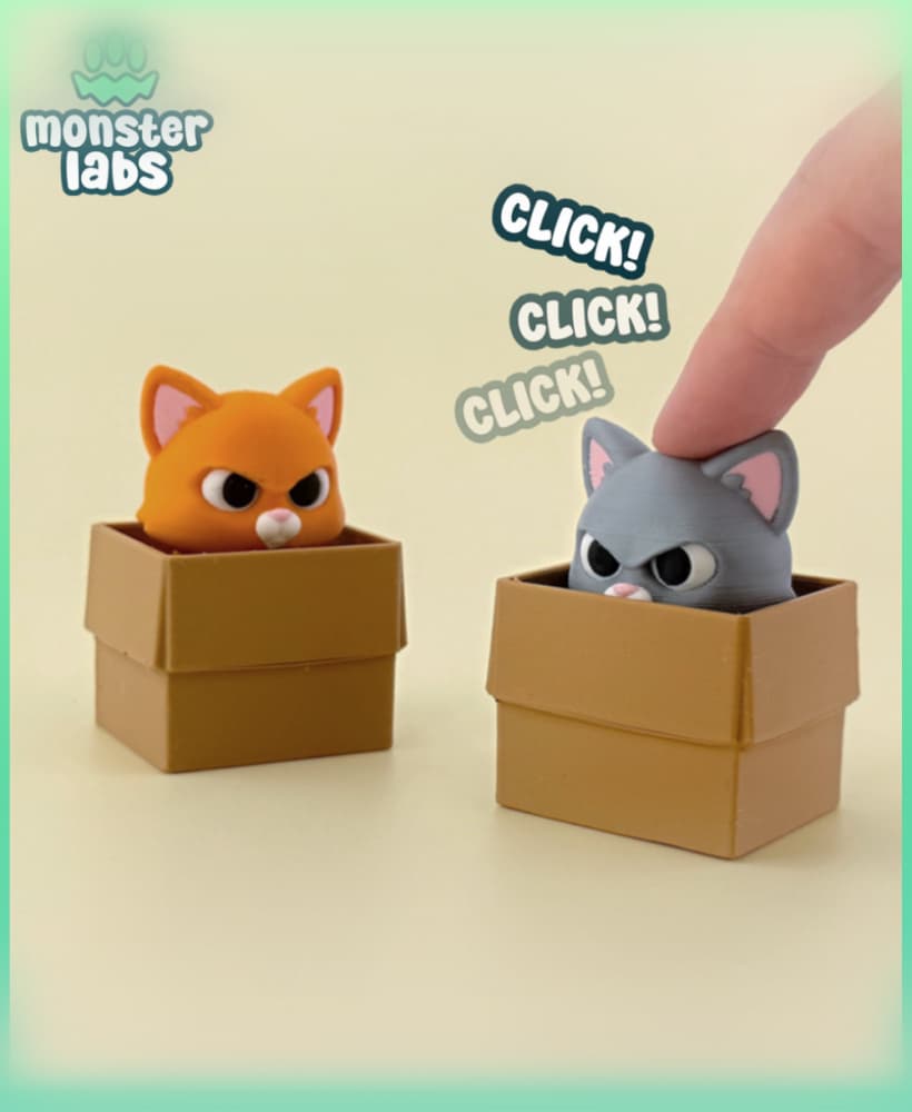 Box Cat Fidget Clicker Keychain 3d model