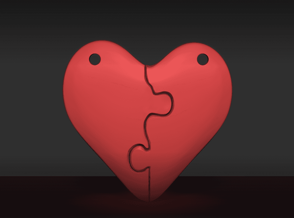 Puzzle Heart Necklace 3d model
