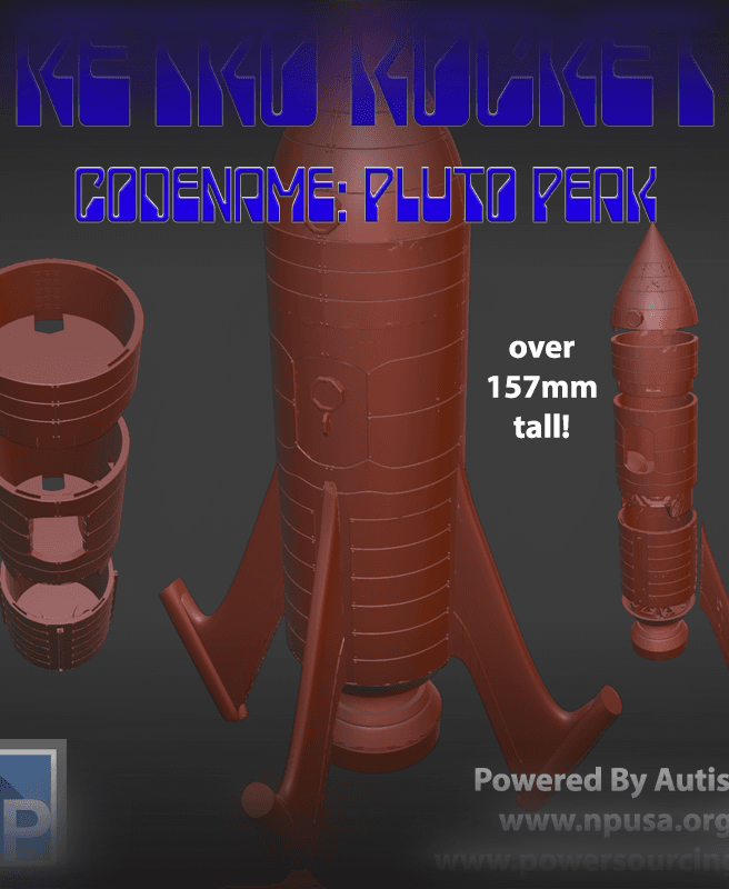 Retro Rocket Ship - Pluto Peak (28mm scale) 3d model